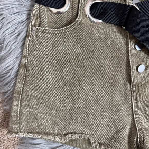 Olive Green High-Waisted Shorts with Belt | NWT | - Picture 2 of 4
